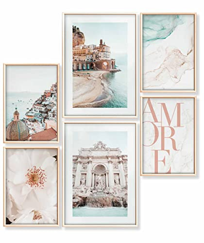 Heimlich – Posterset – 2 x A3 (30 x 42 cm) + 4 x A4 (21 x 30 cm) – Premium-Poster – Ungerahmte Drucke – Küstenstil – Italien, Rom, Liebe