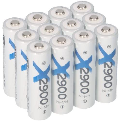 12x Akku Typ 2900 mAh 1,2V NiMH Mignon AA | wiederaufladbare Batterien hohe Kapazität | geringe Selbstentladung | ideal für Blitzgerät, Wii & Xbox Controller (12x AA)