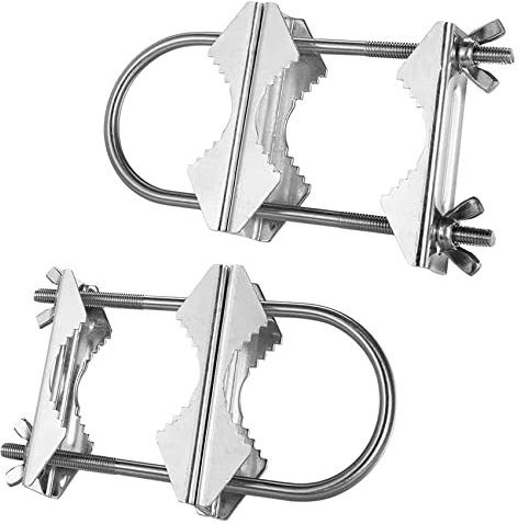 Fauge Double Antenna Mast Clamp V Jaw Block with U Bolts Heavy Duty Anti-Rust Mast to Mast Mount Bracket Kit for TV,CB,Ham