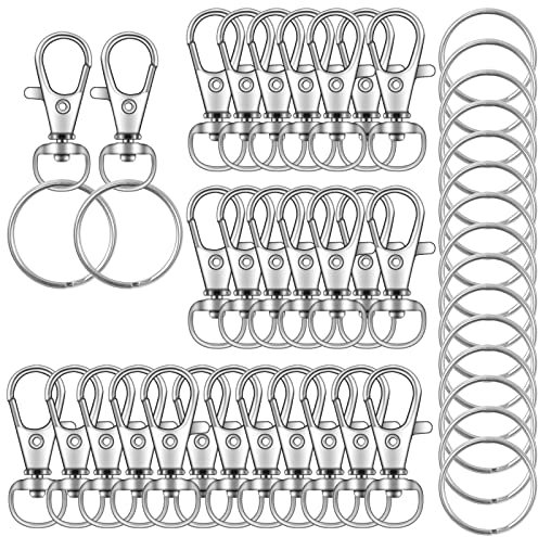 100PCS Swivel Lobster Clasps, Key Ring Silver 31mm
