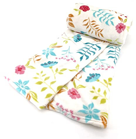 heimtexland ® Sommer Wohndecke Flanell Decke Bunt Blumen Mädchen Picknick Kuscheldecke 150x200 Typ812 Blüten Bunt