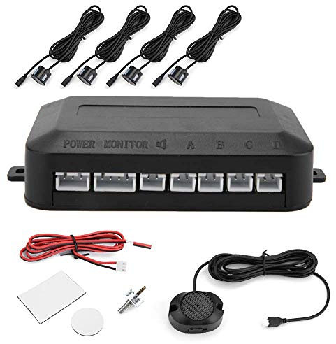 Hapivida Parksensor System mit 4 Sensoren, 12V 30-250cm Auto Rückfahrwarner Einparkhilfe, Universal Rückfahrradar Kit Auto Parken Sensor System