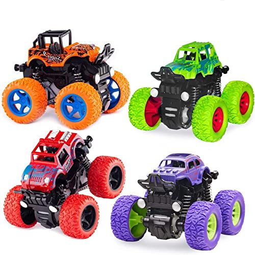 Arozxin Truck-Spielzeug – Reibungsbetriebenes Toy Cars Push and Go Fahrzeuge für Kinder, beste Weihnachten, Geburtstag, Party, Geschenk für Jungen und Mädchen, ab 3 Jahren, 4er-Pack