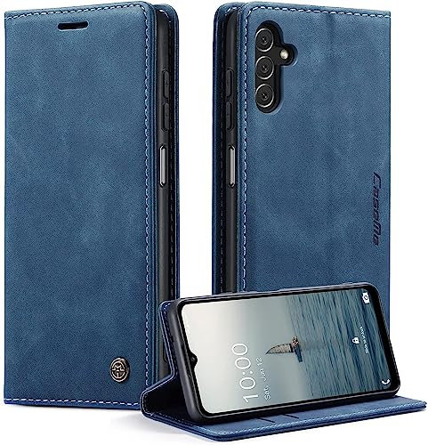 KZB Handyhülle für Samsung Galaxy A14 5G Hülle Premium Lederhülle Klappbar Flip Case Tasche Magnet Kartenfach Standfunktion Schutzhülle für Samsung Galaxy A14 4G/5G - Blau