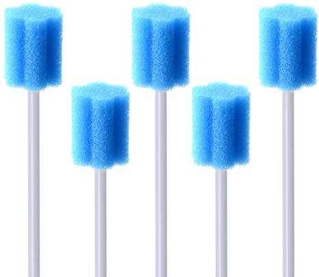 50 Stück Einweg-Mundtupfer-Schwamm, BVN-Mundtupfer, Mundpflege-Tupfer, Einweg-Mundtupfer, aromatisierte und sterile Einweg-Zahntupfer für die Mundreinigung (Pflaumenblüte Blau 50 Stück)