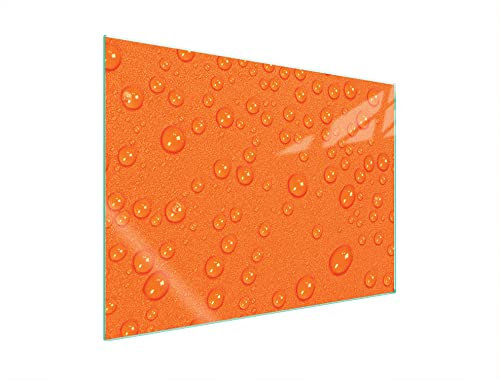 DarHaus Herdabdeckplatte 70x52 Einteilig Glas Elektroherd Induktion Herdschutz Spritzschutz Glasplatte Deko Schneidebrett, Tropfen Orange