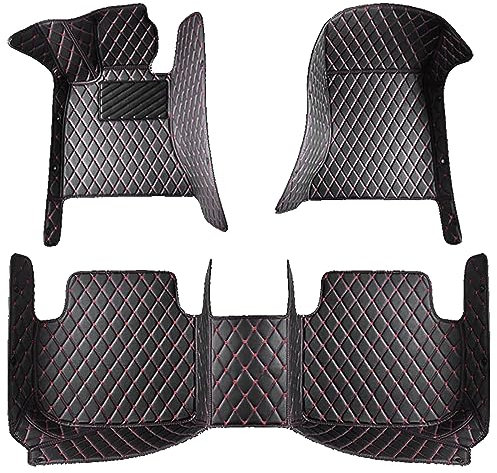 EEASSA Auto Leder Fußmatte für Mercedes Benz AMG GLA GLB 180 200 220 250 GLA GLB 43 45, Wasserdicht Tragen Anti rutschfest Automatte vorn und hinten Antirutsch Auto Fussmatten Zubehör,D/Black Red