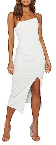 EODJXIO Abito Donna Corto Gonne Donna Abito Donna Elegante Lungo Blu Abito da Sera in Raso Lungo Donna Mini Abito Donna Estivo Rosa Vestito Bianco Donna Estivo Monospalla