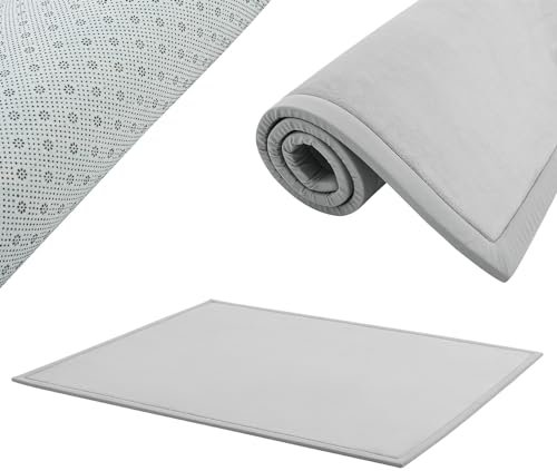 Juskys Krabbelmatte Spielmatte Krabbeldecke 220x180cm Samtmatte Teppich für Kind, Baby, Yoga - rutschfest, weich Kinderteppich Spielteppich in Grau
