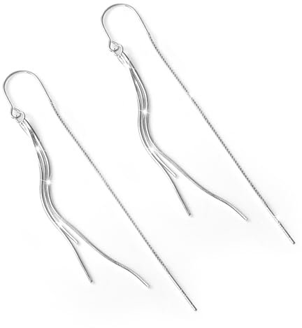 Sterling Silber 925 Ohrringe Hängend für Damen, Hypoallergene Einfädler Ohrringen Lange Quasten Tropfen Ohrringe Silber 925 Hängend Lange Quasten Welle Silberen Ohrringen Baumelnde Mode Damen Mädchen