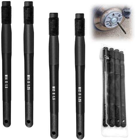 4 Stück Kfz Werkzeug Radmontagehilfe Satz Set, Reifenwechsel Auto M12 x 1.5, M12 x 1.25, M14 x 1.5, M14 x 1.25, Edelstahl Reifen Montagehilfe, Radwechsel Felgen Zentrierhilfe/Aufhängen Werkzeug (4)