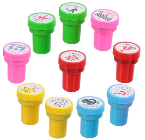 EXCEART 10St Siegel Lehrerstempel Kinderstempel Ermutigungsstampfer Schreibwaren bunter Stempel Spielzeug Cartoon-Stempel Briefmarken für Schullehrer Karikatur ermutigen einstellen Plastik
