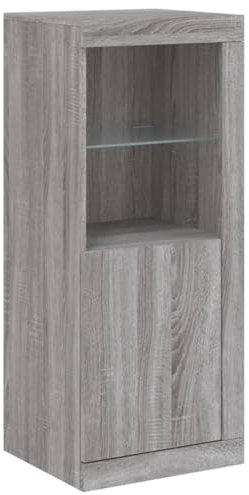vidaXL Sideboard, Kommode mit viel Stauraum, Highboard Schrank mit LED-Leuchten, Anrichte Beistellschrank Standschrank, Modern, Grau Sonoma