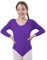 Maglia da balletto a maniche lunghe con collo rotondo, da bambina, per danza e ginnastica, Viola, 12 anni