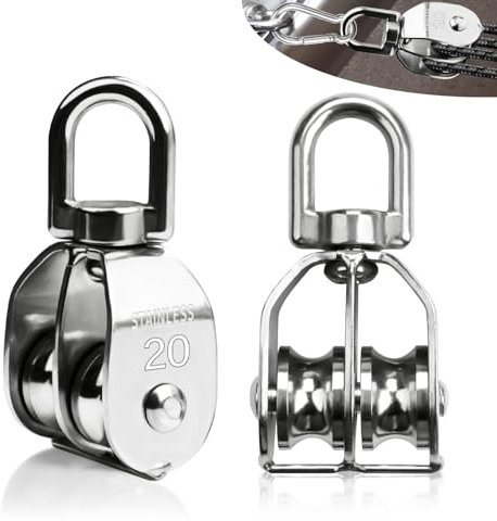 SWTYExt 2 Stück Umlenkrolle Klein 20mm Seilrolle Umlenkrolle M20 Umlenkrollen Doppelter für Seile Tragkraft 75Kg Edelstahl 304 Seilrolle Fitness mit Kugellager für Seile Bis 8mm Durchmesser