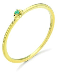 Stfery Ringe für Damen Gold 585 Ringe für Damen Rund Smaragd Ring Verlobung Damen