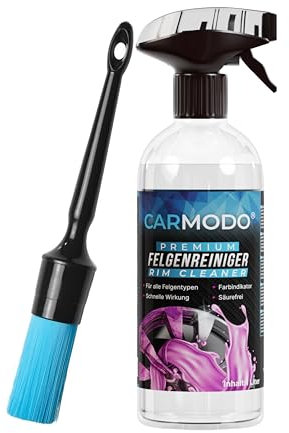 CARMODO® Pinceau de finition de qualité supérieure pour l'entretien de la voiture + nettoyant pour jantes de qualité supérieure - Pour un nettoyage efficace - Sans acide