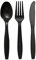 Venuscello 100 x Tithe Black Heavy Duty Plastic Cutlery Set Washable Reusable [ 100 Spoons, 100 Forks, 100 Knives Set ] Ideal for Party | Kid's Parties | Buffets | Picnics | BBQ's | Weddings | Camping
