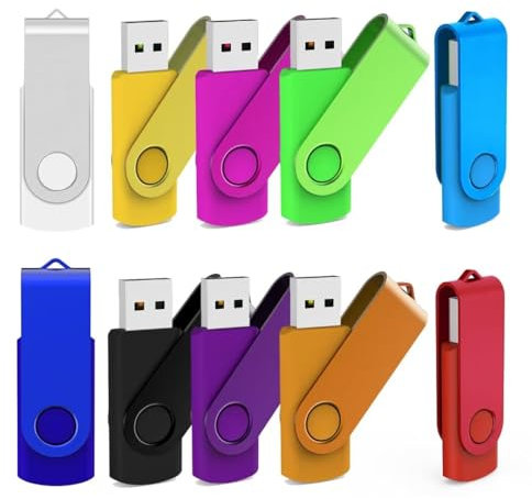 Clé USB 16Go Lot de 10, MAKACTUA Mémoire Stick USB 2.0 Clef mémoire 16Go Clés USB pivotantes Flash Drive Pendrive Jump Drive Couleurs Multiples