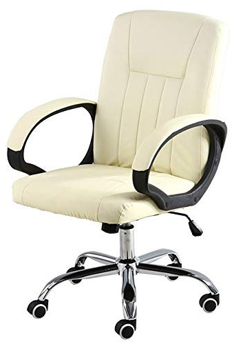 Chefsessel mit hoher Rückenlehne, höhenverstellbar, ergonomischer Bürostuhl, Leder-Schreibtischstuhl, Gaming-Stuhl für Büro- und Konferenzräume, Tragfähigkeit: 150 kg (Farbe: Beige)