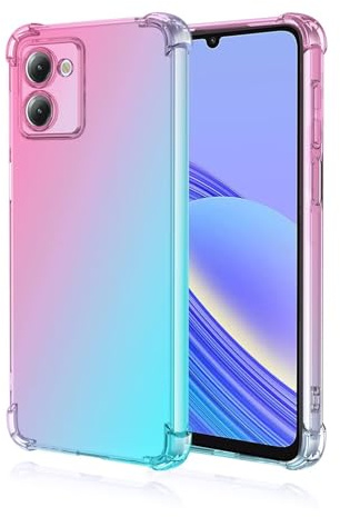 HONLEN Hülle für HMD Pulse Pro Case, (6.65 Inches) Transparent Farbverlauf Design TPU Silicone Handyhülle, Verstärkung mit Vier Ecken Cover Rosa Grün