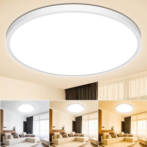 Deckenlampe Led Deckenleuchte Flach Lampe - 3 Farben 3000/4000/6500K Ø22CM 18W 2000LM IP44 Led Lampe Decke Modern Badezimmer Lampe Badlampe für BadSchlafzimmer Wohnzimmer Flur Balkon Küche Keller