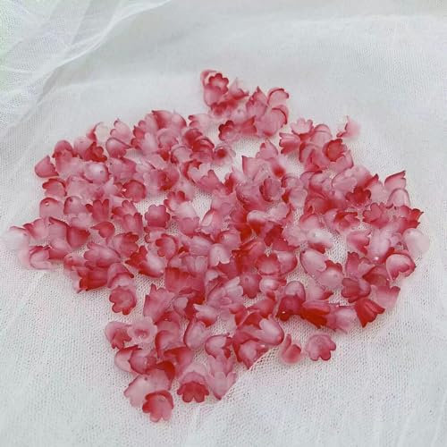 XJHWD 1000 Stück 10 mm Glocke Orchidee Acryl Blumen Perlen Harz Charms Blume Blütenblatt Perlen Acrylperlen für Schmuckherstellung Armbänder Basteln