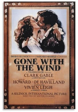 XINTOUYAN Klassisches Filmposter Vom Winde verweht, Gemälde, Leinwand, Wandkunst, Wohnzimmer-Poster, Gemälde, 30 x 45 cm