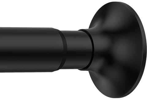 USHOWER Matte Black Shower Curtain Rod 31-77 Inch, Adjustable Spring Tension Shower Rods for Bathroom, Heavy Duty Stainless Steel Tension Rod No Drill, Easy Installation