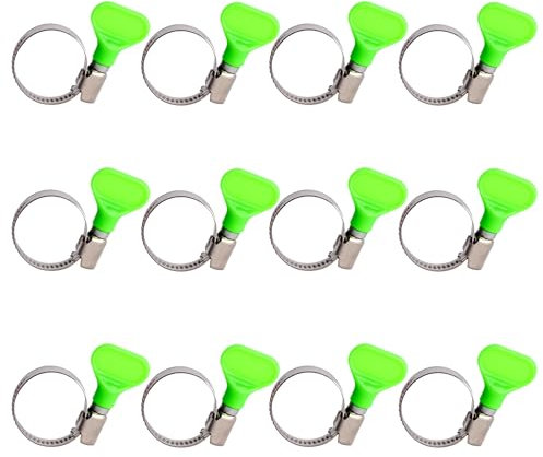 BESTYCHAO Kit de colliers de serrage à clé, 12 colliers de serrage réglables 16-27 mm en acier inoxydable pour machine à laver, lave-vaisselle, piscine, voiture - Vert
