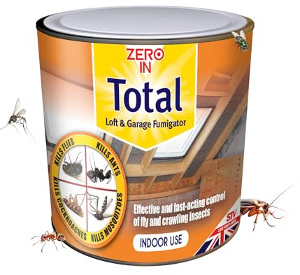 Zero In® Total Loft & Garage Fumigator, Fast-Acting Permethrin Formula, Comprehensive Coverage, Non-Staining, Effective Against All Insects, Ideal for Home Use