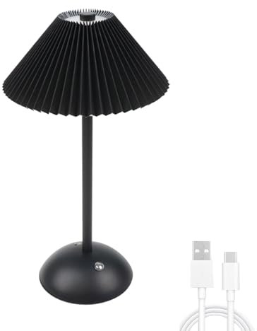 EXTRASTAR LED Tischlampe, Kabellose Touch-Tischlampe mit 3 Farbtemperaturen, Dimmbar, USB-Aufladbar, Schwarz