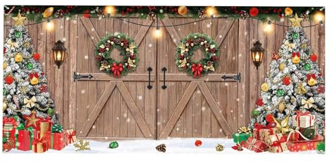 Allbestop Garagentor Abdeckung Weihnachten,Party Door Banner Weihnachten Türabdeckung Dekoration Großes Weihnachten Hintergrund Banner Für Festival Happy New Year Outdoor