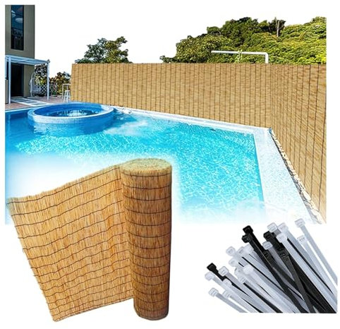 Gartenzaun für Balkon, Pool, Dach, Hof, Dekoration, Schilfrohr, Wandverkleidung, Umrandung, Zaun für mehr Privatsphäre und Atmosphäre (125 x 350 cm)