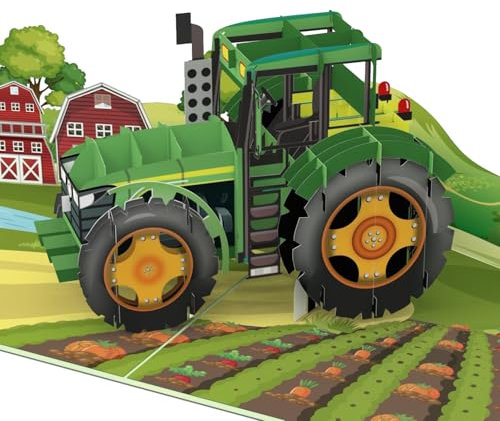 MOKIO® Pop-Up Karte – Traktor – 3D Grußkarte zum Geburtstag, Geburtstagskarte für Mädchen und Jungen