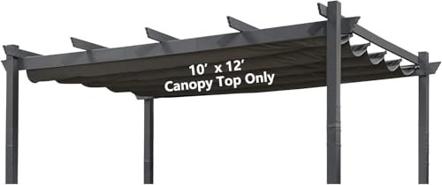BOJAVOM Copertura ombreggiante per pergola, baldacchino retrattile per pergola esterna da 3,4 x 30,5 m, resistente allo sbiadimento, in tessuto tinto in filo, copertura di ricambio con coulisse,