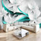 Türkis Wirbel Tapete Wandbild 3D Fototapete Weiße Lilie Wandtapete Foto für Modernes Design der Fernseh Hintergrund Wand-Kunst-Deko,300 x 210 cm (B x H)