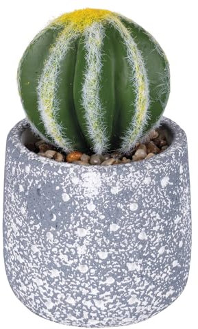 Villa d'Este Home Tivoli Planta Artificial Cactus, Maceta de hormigón, diámetro 9 x 15 cm