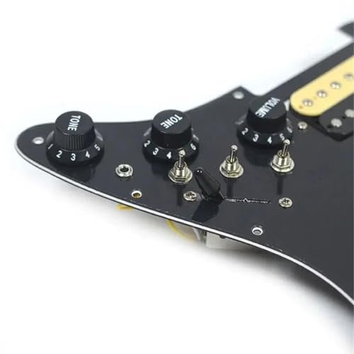 Coil Split Humbucker Pickup Set Vorverdrahtetes geladenes Schlagbrett für ST-E-Gitarren-Ersatzteile Schlagbrett-Tonabnehmer-Kit(Black With Switch)