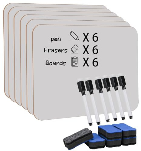 Hiziwimi 6 Pcs trocken abwischbare Mini Whiteboards, 11,8 x 8,8 Zoll doppelseitige kleine White boards für Schüler, tragbare Weiße Tafel für Schule, Büro und Zuhause