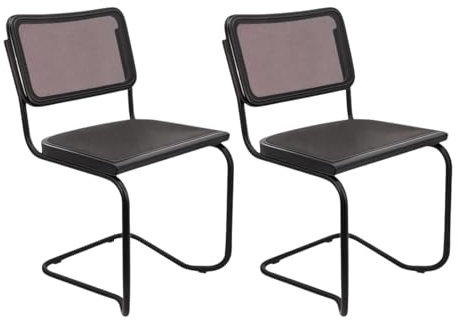 Generisch 2er Set - Freischwinger Stuhl Denver.66 – Besucherstuhl mit Mesh | Bequemer Stuhl für Konferenz & Wartebereich – schwarz, stapelbar