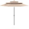 COSTWAY Ombrellone Giardino 300 cm, Ombrellone 3 Livelli con Ventilazione, Inclinazione Regolabile, Manovella, 8 Costole, per Giardino Spiaggia Piscina (Marrone)