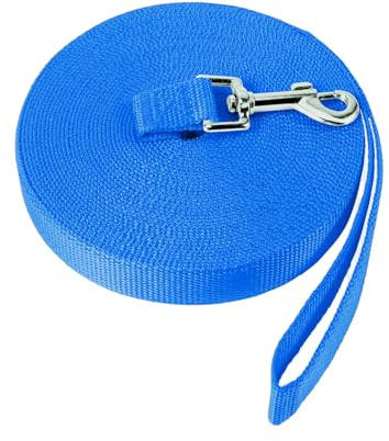 NavoX Training Lead for Dog 15M, Long Line Lead, Nylon Long Dog Training Leash for Pet Recall, Hiking, Camping,Hunting, Backyard, Blue