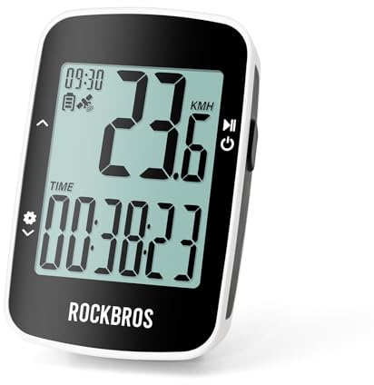 ROCKBROS GPS Fahrradcomputer IPX7 wasserdicht, 2,3 Zoll Display mit Hintergrundbeleuchtung, Kabelloser Fahrradtacho mit Bluetooth und Strava Synchronisation, 600mAh Akku für bis zu 18h Laufzeit