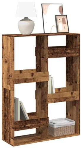 KTHLBRH Holzregal mit 6 Regalen, klassisches und elegantes Bücherregal zum Organisieren von Büchern, Raumteiler mit reichlich Stauraum und