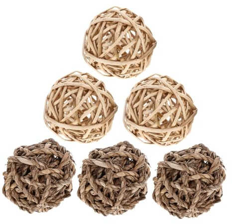 DOITOOL 6stücke Gras Kaubälle für Kaninchen und Kleintiere Nahrhaftes Spielzeug zum Kauen und Beißen Natürliches Zubehör für Drinnen Snack für Haustiere