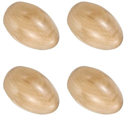 QUARKZMAN 4Pcs Huevos Sonajeros De Madera Huevos Musicales Color Madera | Instrumentos Musicales De Percusión Manual, De Madera, Para DIY Pintura Aprendizaje Musical Fiesta De Pascua Actuación