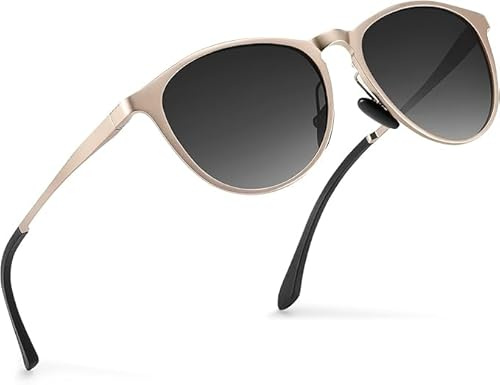 Sonnenbrille Damen-Al-Mg Metall Rahme-Polarisiert-Ultraleicht-Rund-Herren-Unisex-UV400-Retro-Vintage -Klassisch-Trendy-SonnenbrillenGeeignet FüR Camping-Outdoor-Geschenke für frauen-Verlaufend Grau