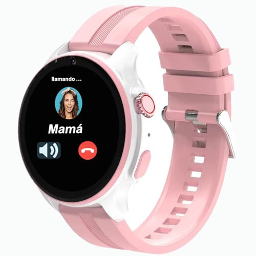 MANYKIDS 4G Kids Smart Watch, GPS Tracker with Video Call, Waterproof, Real Time Position, School Mode, Pedometer, SOS, Geo-Fence, Anti-Lost, Early Education Tools for Boys and Girls (Pink 01)
