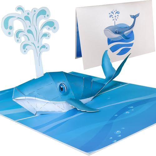 Sweetpopup® Fisch 3D Pop Up Karte Glückwunschkarte Geschenkkarte Kompliment Gratulieren Glückwunsch Geburtstag Geburt Freundschaft Seereisen Muttertag Vatertag Meer Ozean | Klappkarte Wal, 187